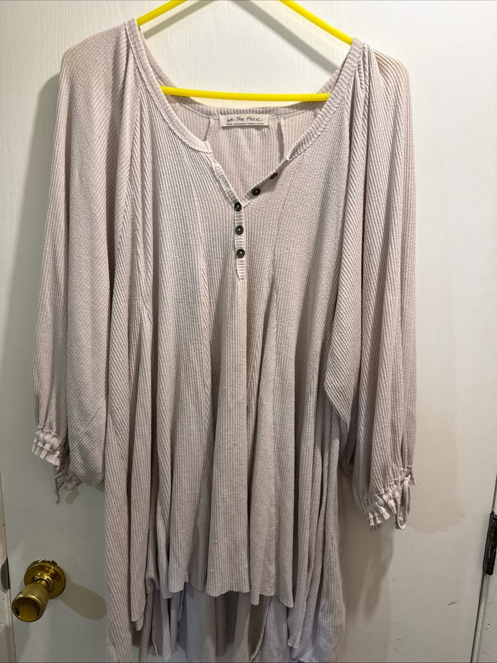 Free People Light gauze grunge boho  Ribbed Henley Tunic dress